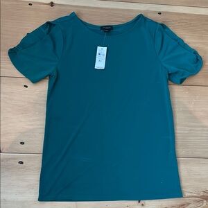 Ann Taylor Factory Blue Fitted Short Sleeve T-Shirt